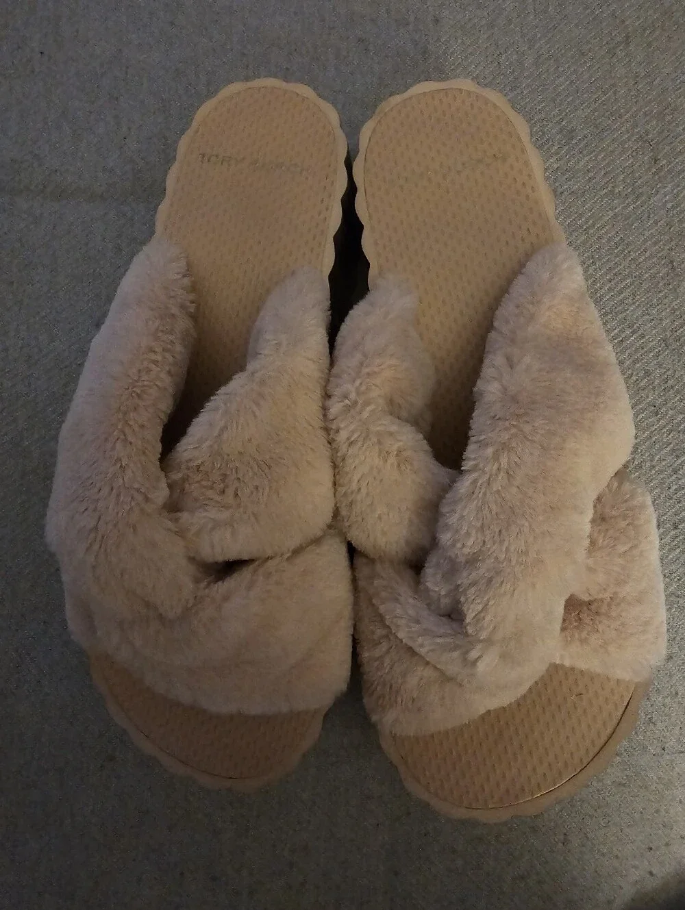 Tory Burch Blush Faux Fur Platform Slide